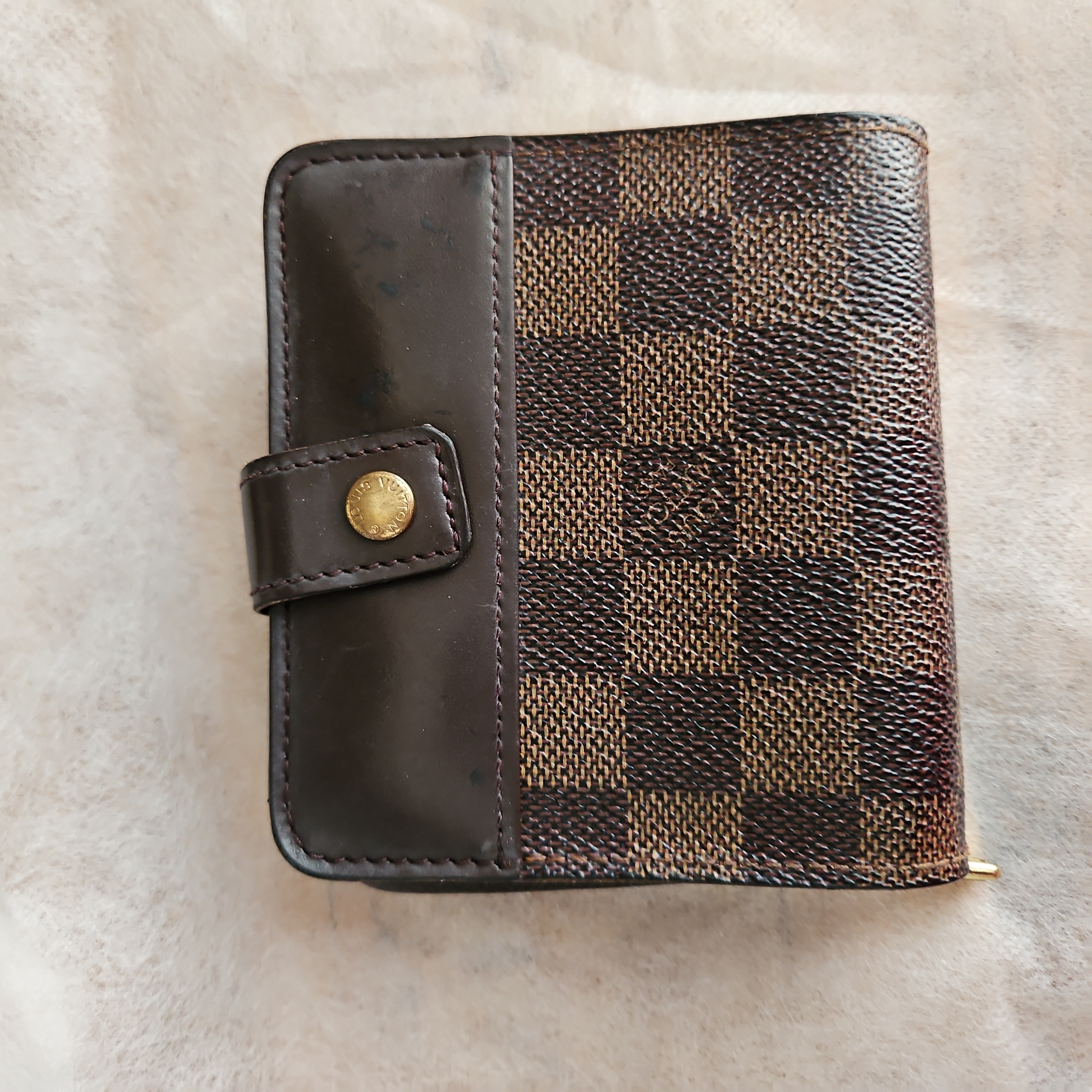 Louis Vuitton Damier Ebene Canvas Compact Zip Bifold Wallet